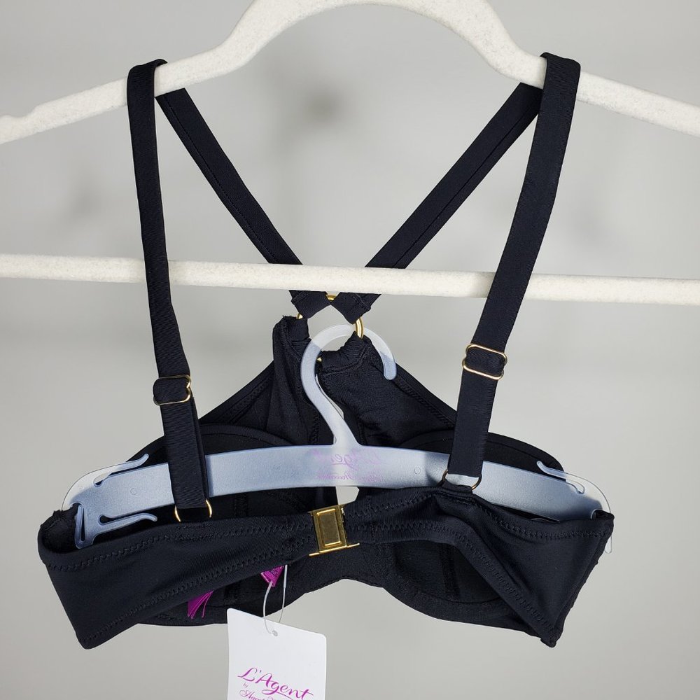 NWT L'Agent by Agent Provocateur Adrina Criss Cross Halter Bikini Top Black - Picture 5 of 8